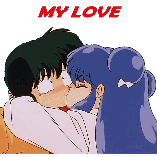 lanma 1/2, pasangan anime, ranma 1/2 ciuman anime, lanma vs half lanma 1/2, anime rangma setengah ciuman