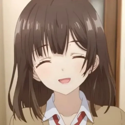 sayu ogiwara, anime girl, cartoon characters, animation high school girls, seiji kohara smiles