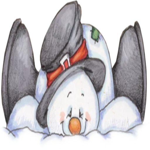 anime, pingouins, yeti, le bonhomme de neige est couché, motif de pingouin