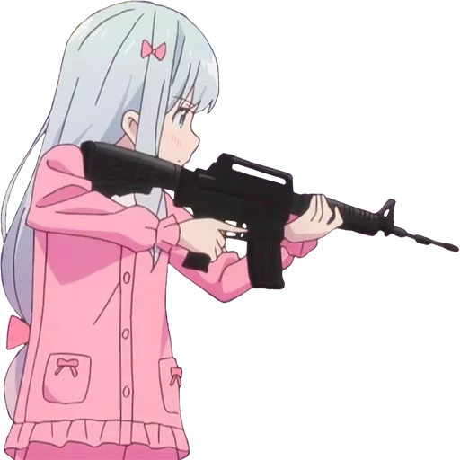 sagiri, sagiri anime, anime pistol, anime with a gun, sagiri is an amazing gun