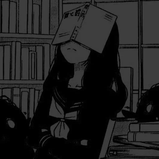 immagine, arte anime, manga anime, panico di anamun, l'anime è bianco nero