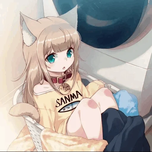 nekan, anime algunos, un poco de arte de anime, 40hara shimahara, anime de gato de niña