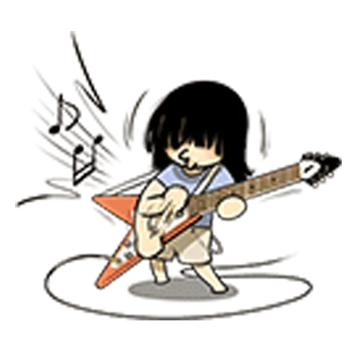 аниме, рисунок, guitar cartoon, девочка гитарой, микаса аккерман чиби