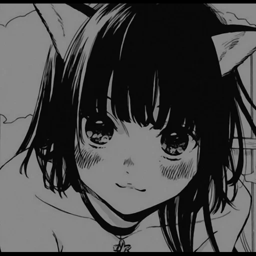 anime, anime neko, manga anime, anime in schwarz und weiß, black and white anime day