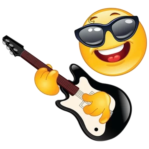 смайлик, рок смайлик, смайлик гитарой, смайлик рокер гитарой