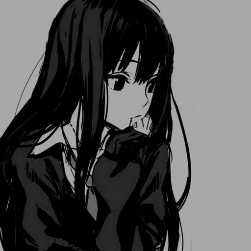 anime, anime noir, anime girl, anime girl, anime en noir et blanc