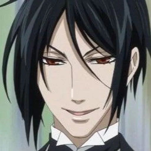 sebastian michelis, anime black butler, sebastian le majordome des ténèbres, sebastian michelis sourit, sebastian michael le majordome des ténèbres