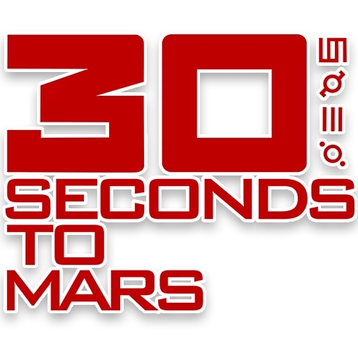 texte, 30 secondes à mars 2005, glyphes 30 secondes à mars, 30 secondes au logo mars, groupe 30 secondes au groupe mars