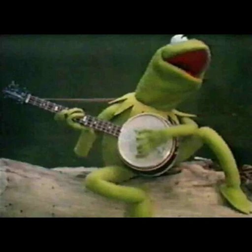 kodok komi banjo, kodok kermit marsh, gitar kodok kemi, mesin kermit katak, the muppet movie rainbow connection