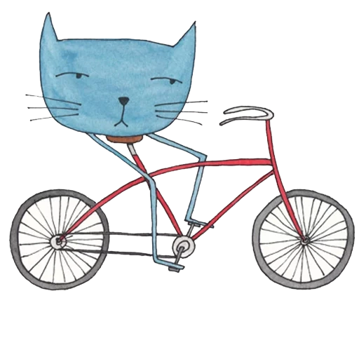 sepeda cetak, sepeda dengan latar belakang putih, ilustrasi sepeda, pola tampilan samping sepeda, sepeda pensil berwarna