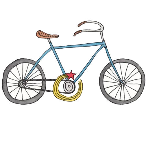 велосипед, велосипед рисования, велосипед стиле флэт, велосипед карандашом, велосипед иллюстрация