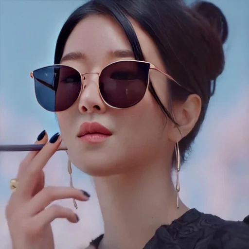 korean actresses, girl round glasses, the to drop glasses she, women's sunglasses
