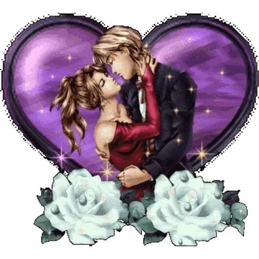 lovers, the heart of love, love style art, animation fitting kiss, animation love romance cartoons