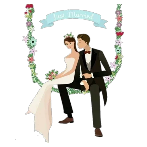 pasangan pengantin, clipart pernikahan, kartu pernikahan, ilustrasi pernikahan, ilustrasi gaya pernikahan