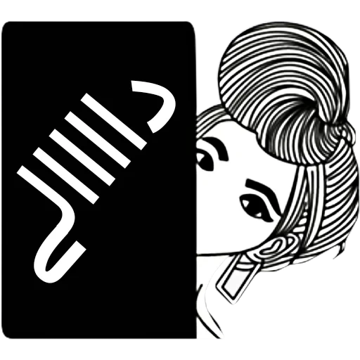 two-dimensional code, studio hair, sad girl sticker, vector illustration