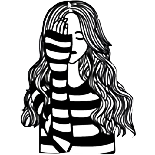 girl, sad girl, graphic girl, girl stripes, girl pattern