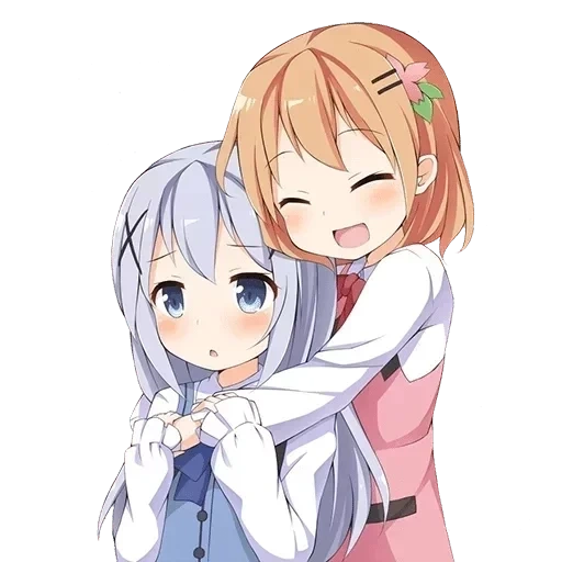 обнимашки, chino kafuu, аниме обнимашки, аниме chino kafuu, gochuumon wa usagi desu ka аниме юри