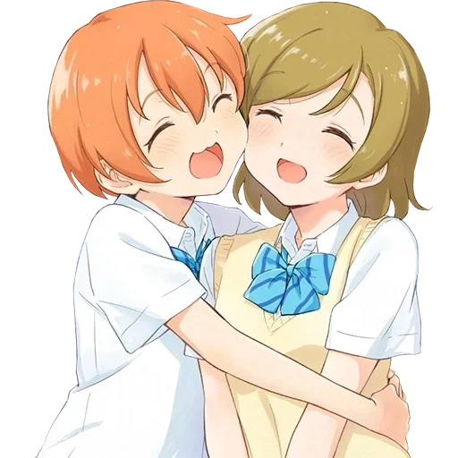 мессенджер, хонока косака, аниме обнимашки, rin hoshizora hanayo koizumi, rin hoshizora hanayo koizumi yuri