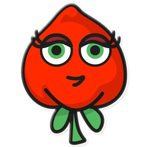 tomat, buah buahan dengan wajah, emoji adalah tomat, mata tomat