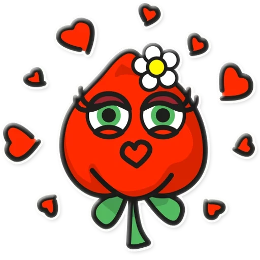 emoji, mawar merah, buah buahan dengan wajah