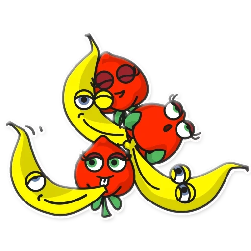 fruits drôles, bande dessinée de fruits, peintures murales drôles de fruits