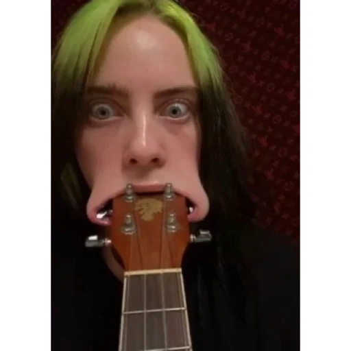 billy eilish, billie eilish, billie eilish 2019, billy eilish vulture guitar, billy eilish has a guitar in his mouth