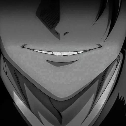 imagen, sonrisa de anime, la sonrisa psíquica del anime, anime de sonrisa malvada, el chico de anime sonríe brutalmente