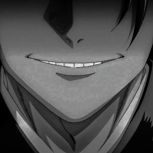 image, sourire d'anime, le sourire psychique de l'anime, anime du sourire noral, anime guy sourit vicieusement