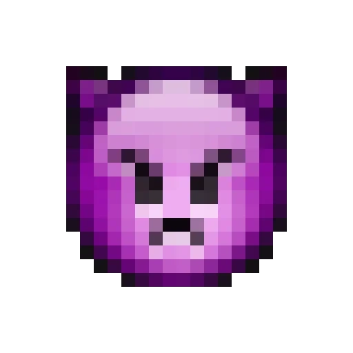 an angry smiling face, expression devil, purple smiling face, pink cape minecraft, purple pixel smiling face