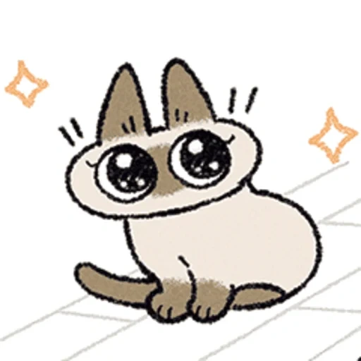 кошка, cat cute, siamese cat, рисунки милые, котик сиамский наклейка кавайный
