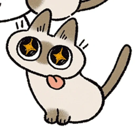 кошка, каваи, рисунки кавай, рисунки милые, котик сиамский наклейка кавайный