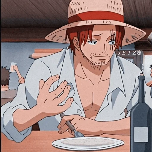 shanks luffy, van pis shanks, manky de luffy, grand jackpot anime, capture d'écran de shanks van pis