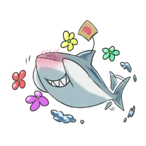 tiburón, tiburón blocey, tiburón de dibujos animados, tiburón de dibujos animados, ilustración de tiburón