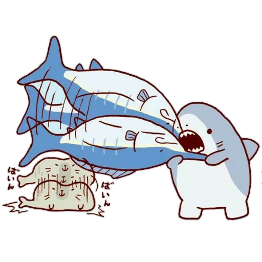 hiu, hewan lucu, komik hiu yang lucu, sketsa hiu kavana, sketsa lumba-lumba yang lucu