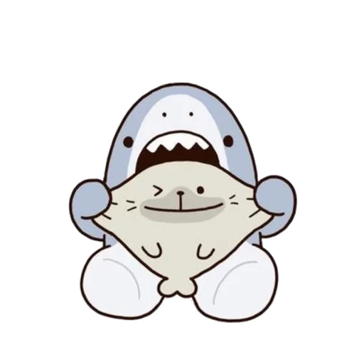 joli, dessins mignons, sharks kawaii, les animaux sont mignons, le requin est un dessin doux