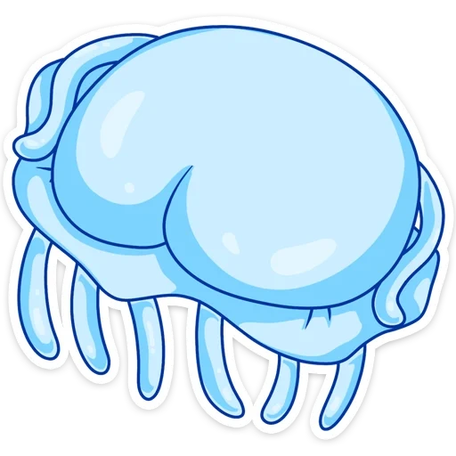 стикеры медуза шелли, стикеры вк медуза шелли, медуза голубая, медуза на белом фоне, медуза