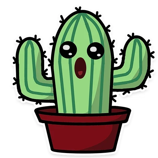 kaktus, kaktus yang lucu, kaktus dengan mata, kartun kaktus, sketsa menggambar kaktus