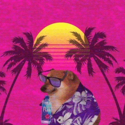 человек, майами 80, майами vaporwave, пляжное полотенце, собака огнетушителем