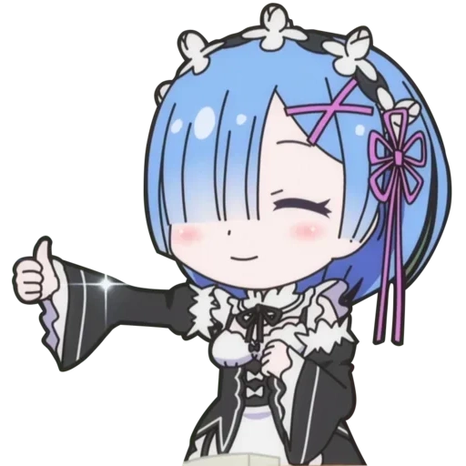 rem chibi, anime rem, rezero rem, ram ram chibi, re re zero chibi