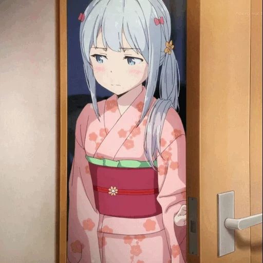 sagiri, ragazza anime, sagiri amlying kimono, eromanga sensei sagiri