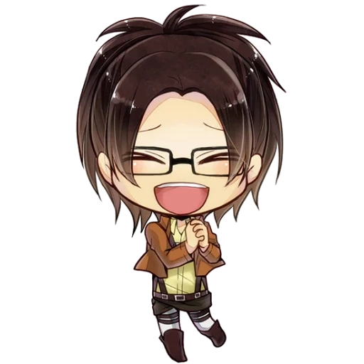 hanji chibi, l'attacco dei titani, khan ji zhuoye chibi, chibi attacca titan sasha, attacco titano di chibi hanji