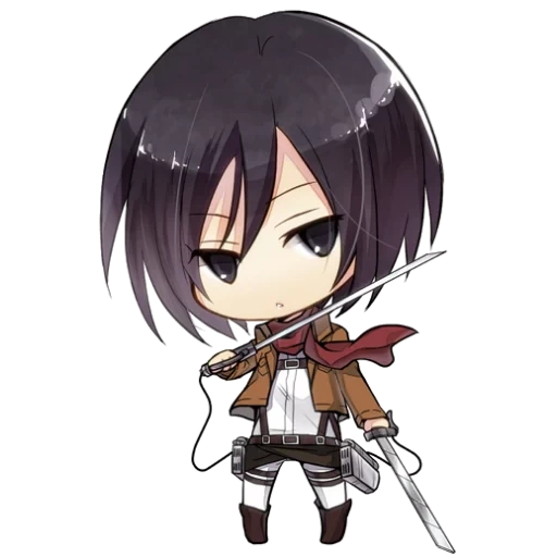 sanse chibi, attack of red cliff titan, sanse ackermann red cliff, chibi mikasa ackerman, attack of titan in chibi sancang