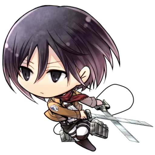 imagen, mikasa chibi, ataque de los titanes chibi, mikasa akkerman chibi