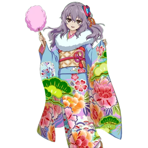 kimono, арты аниме, юката аниме, хару миура юката, арты аниме девочек