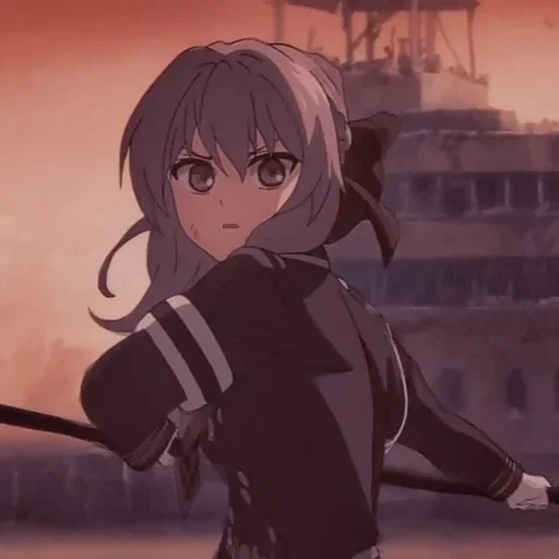 anime kunst, hiiragy shinoa, anime frau, anime charaktere, letzter seraphim shinoa kampf