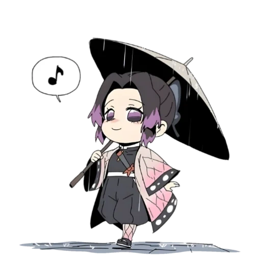 chibi shinobu kocho, shinobu kocho avec un parapluie, shinobu kocho chibi, shinobu kocho chibi a été offensé, blade d'anime découpement de démons chibi