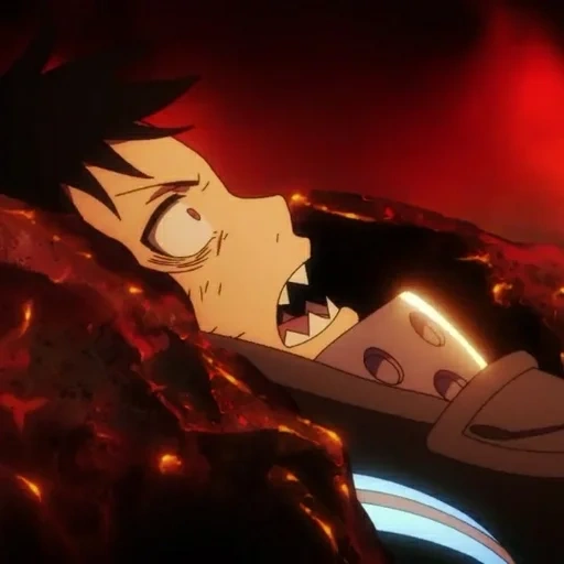 anime fire force, аниме пламенная бригада, аниме пламенная бригада синра, аниме пламенная бригада 1 сезон 1 серия, пламенная бригада пожарных моменты аниме