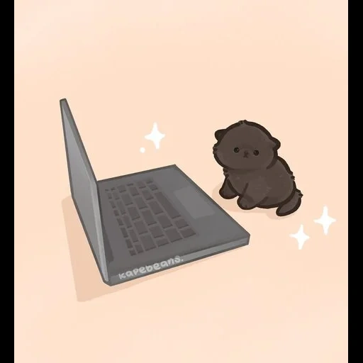 gatos, teclado, gato pusheen, dibujo de gatos, linda computadora