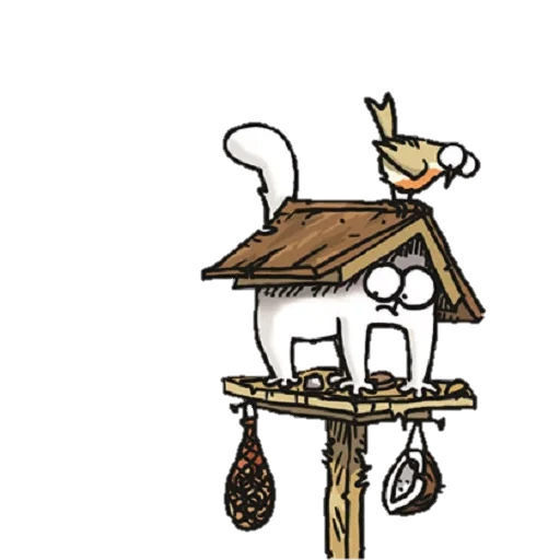 cat, cat drawing, illustration, simon's cat, bird feeders