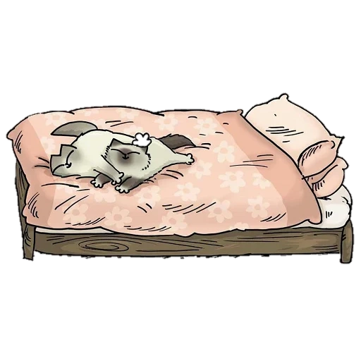gato, gato de simon, ilustração de um gato, gatos fofos são engraçados, gatos de desenhos animados sob um cobertor